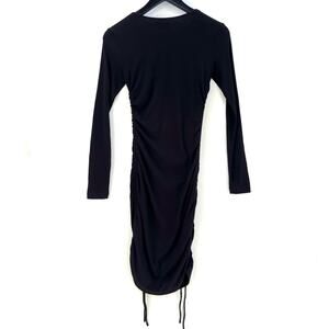 White Fox Bodycon Dress with Side Ruching, LBD with Cute Twist, Size XS